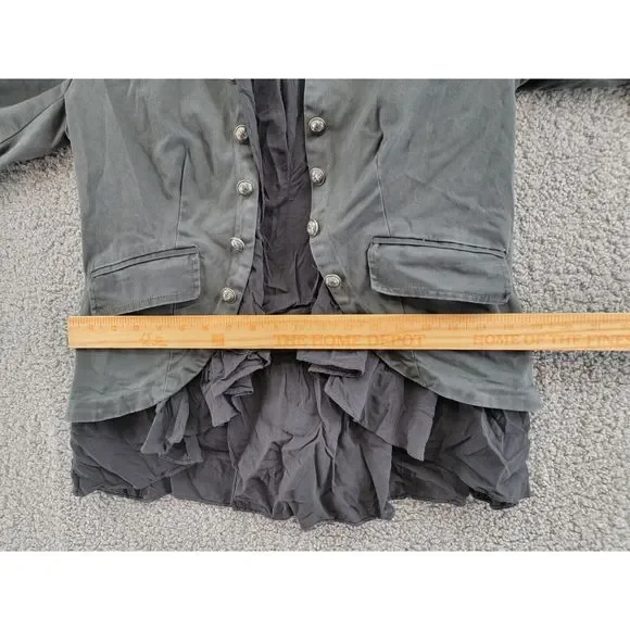 Free People Ruffles Romance Jacket Women's S Washed Black Flap Pockets Open L/S+ - Picture 6 of 15